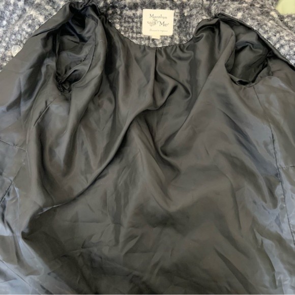 Maralyn & Me Black White Polyester DB Pea Coat F - Picture 7 of 12